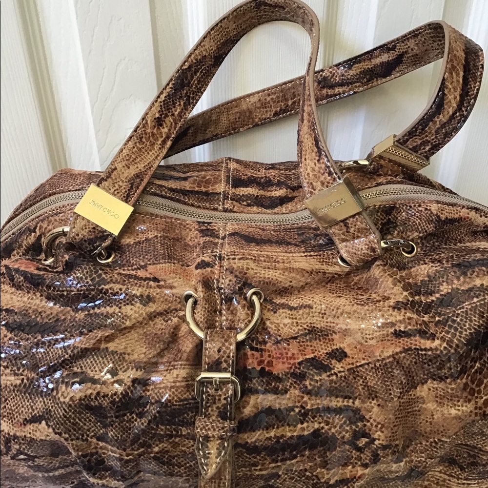 Auth Jimmy Choo Handbag SnakeSkin Print